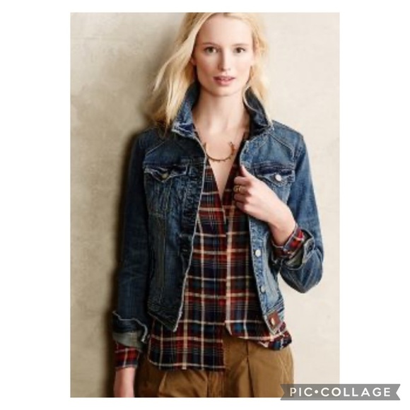 Anthropologie Pilcro and the Letterpress Distressed Classic Denim Jacket Size S - Picture 1 of 15
